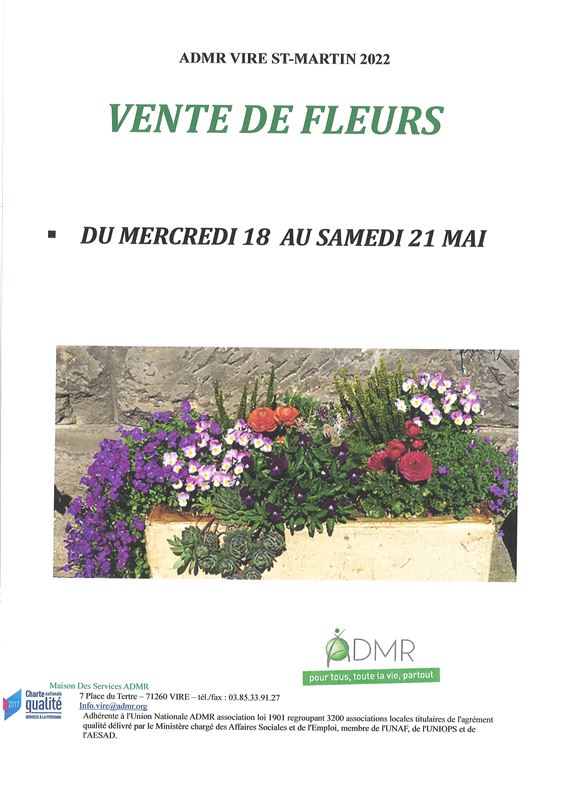 vente fleurs ADMR